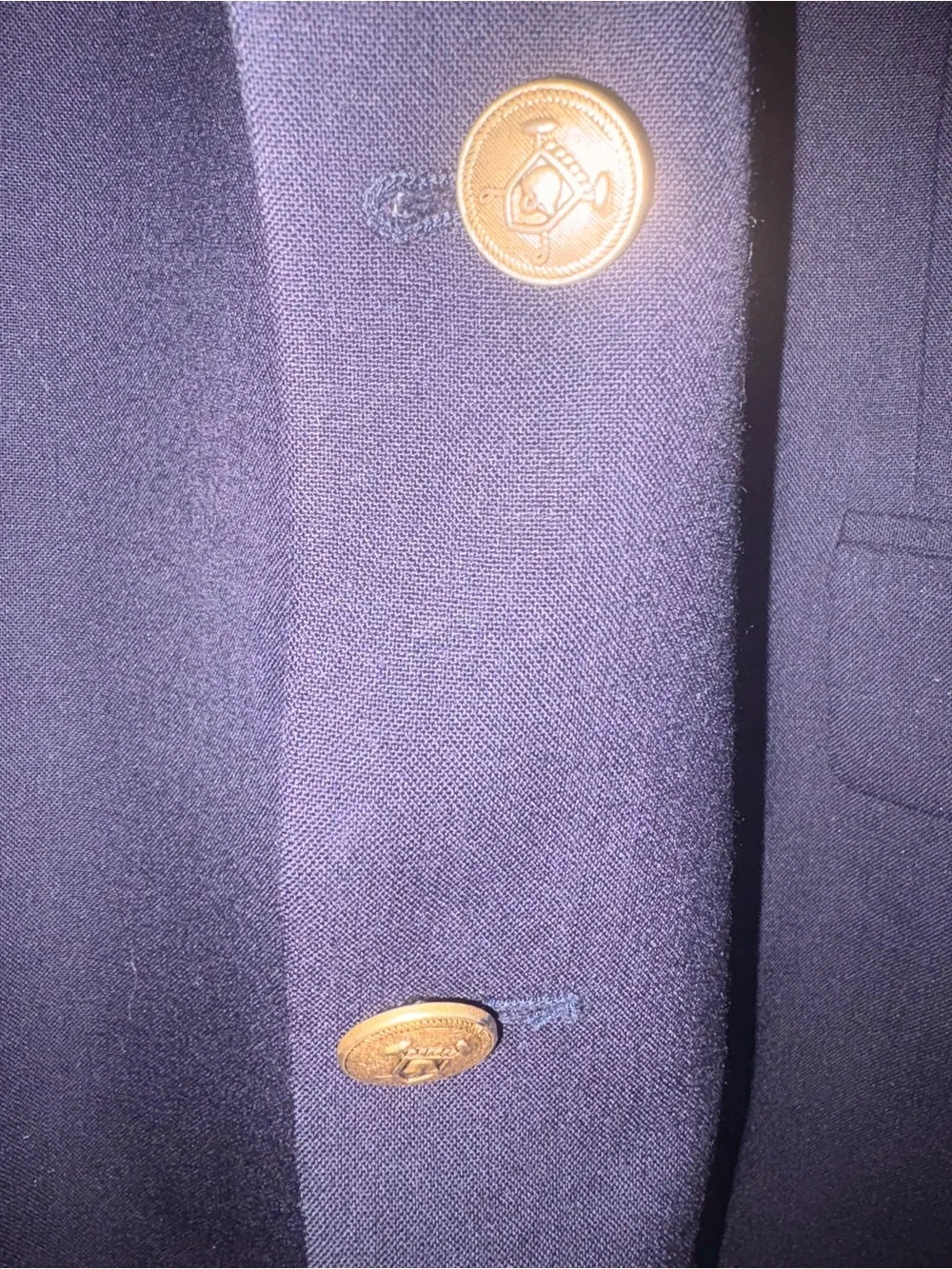 Vtg Chaps Ralph Lauren Navy Blue Wool Blazer Gold Buttons Made in Canada 40R